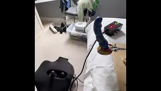 Sybian machine rocks the prostate and causes big cum