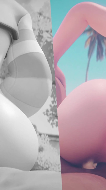 D.va thighjob na praia & vaqueira anal ejaculação feliz final (3d Overwatch Animation)
