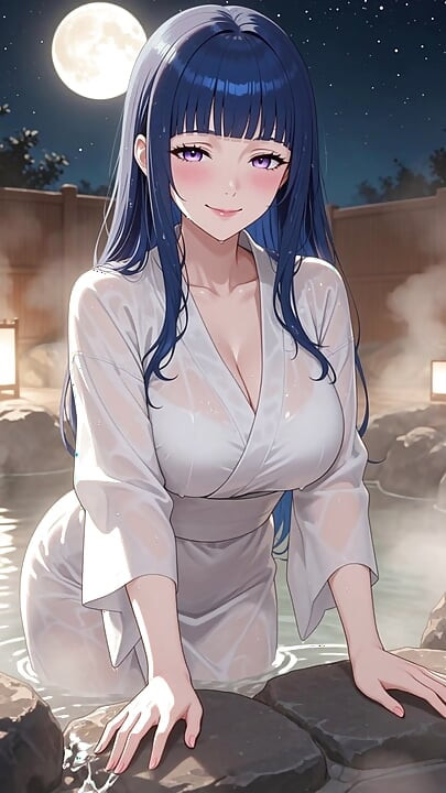 So horny she didn't make it to bed: Hinata fucks her friend in the hot tub - AI-generated content