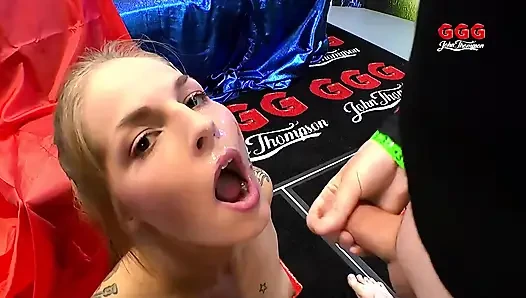 Redhead Slut Gangbanged and Cum-drenched by Four Horny Studs