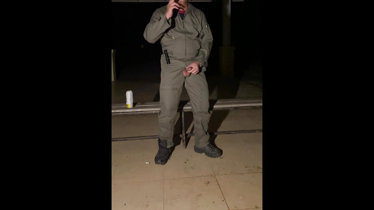 After work is done decide to jerk off in my mechanic jumpsuit and shoot a creamy load - wet with precum lube