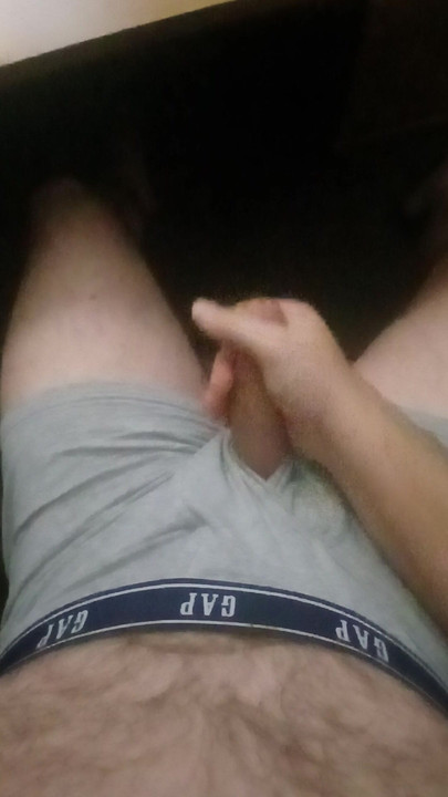 Jerking in light gray Gap boxerbriefs