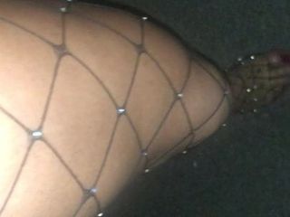 Outdoor in clear Sandals Fishnetstockings & Leatherharness