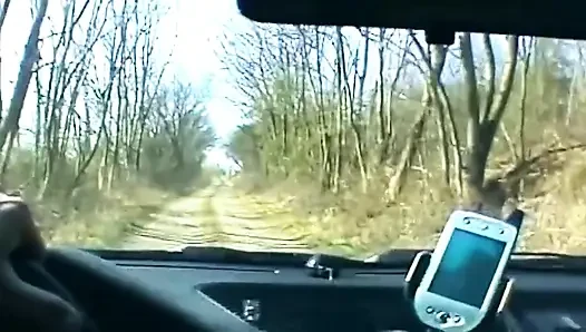 Blondine lutscht schwanz und zeigt feuchte muschi im auto