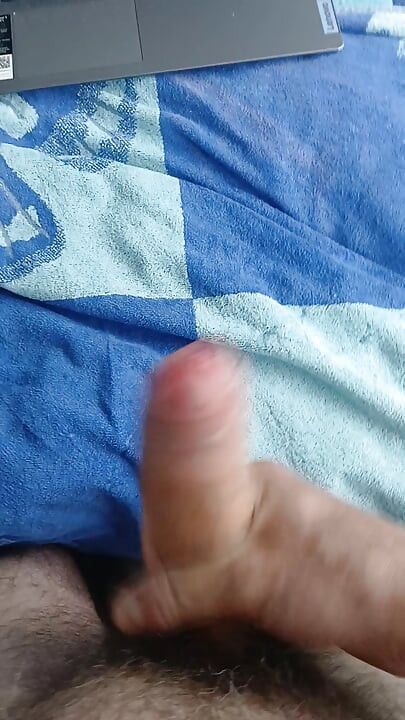 Wanking and big cum watching lesbian porn with a photo of my sexy lesbian stepdaughter on screen