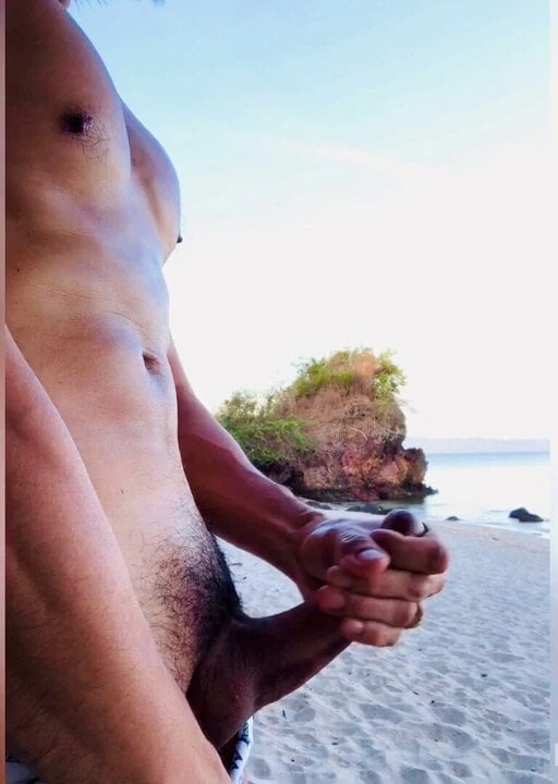 Jerking my cock by the sea