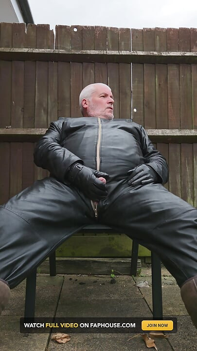 Leather Overalls in the Garden