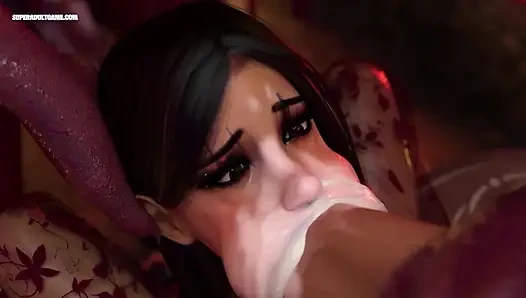 Ngentot muka ganas ganas - mulutnya penuh sperma (animasi futa 3d)