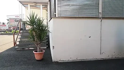 Granny Walking Outside in Black Leggins