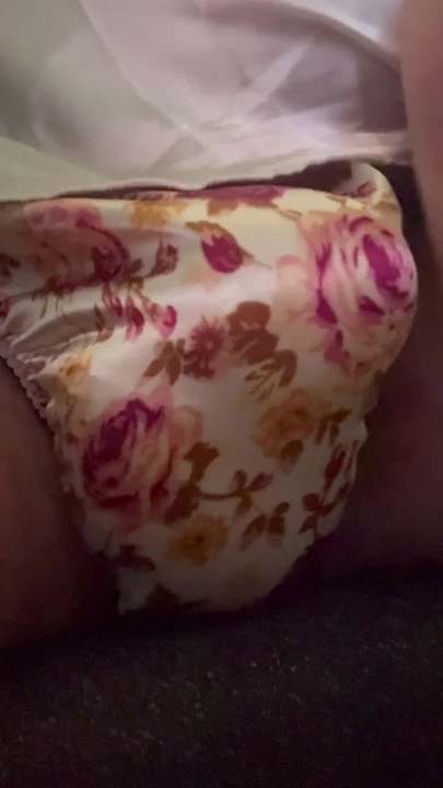 little rose satin thong play