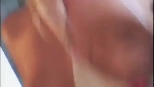 Blond pornstar slut gets her shaved cunt fucked then stud cums on her tits