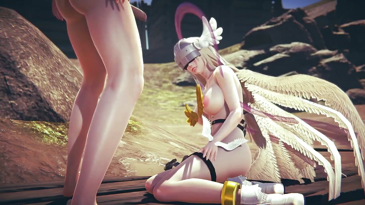 Angewomon Deepthroat Blowjob : Digimon Hentai Parody