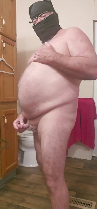 Nasty completely nude exhibitionist in the bathroom.