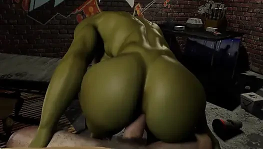Thick Orc Woman Riding a Man in Bondage