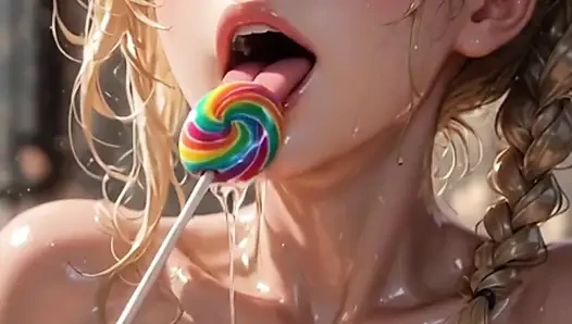 Lollipop licking compilation, 3d anime