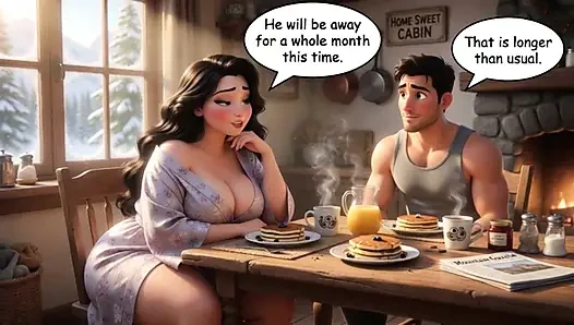 Kevin finds passion with his stepmother during a long winter absence (AI generated)