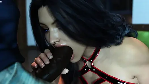 Orta yaşlı seksi kadın Anna barda yaşlı adamın büyük siyah yarağını emiyor ve döl yutuyor