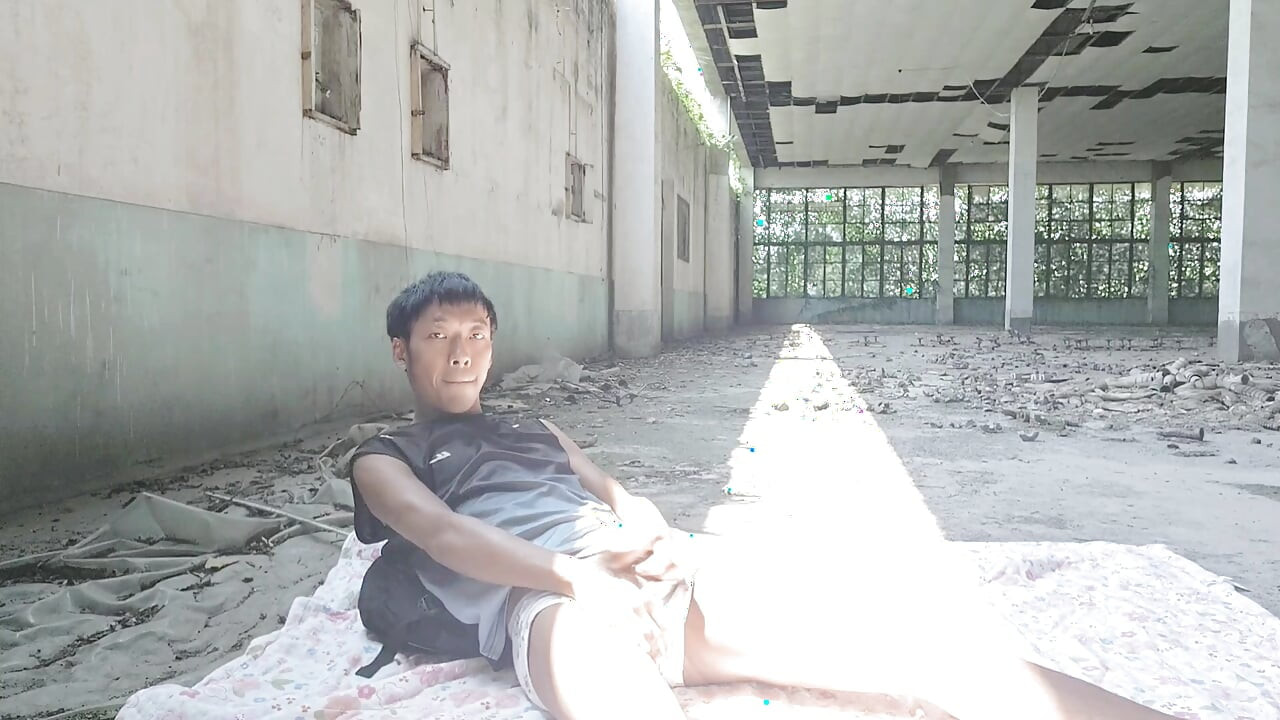 Cute Asian boy masturbates, moaning, ejaculating, and consuming fluids in a dreamlike light and shadow environment