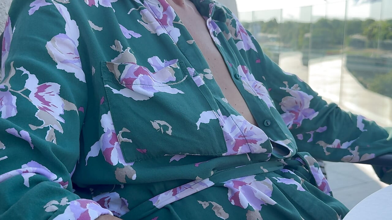 Descretely unbuttoning my shirt and exposing my pierced nipples in a public coffee shop