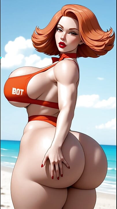 Enorme rebote de culo en la playa, animación Ai