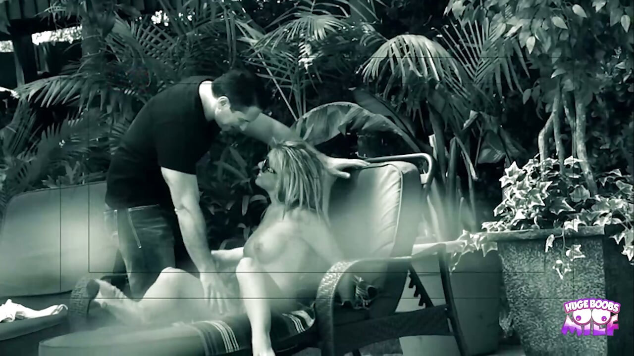 A blonde with a tight body gets spied on while masturbating and banging her man