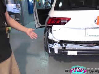 Fucking Daddy And Taking His Big Cum Facial In Car Garage