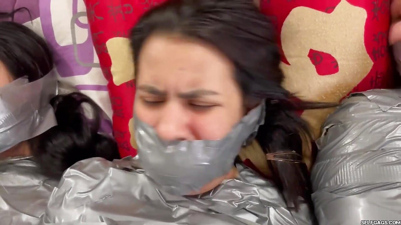 5 Mummified Girls Struggle All Wrapped up and Gagged!