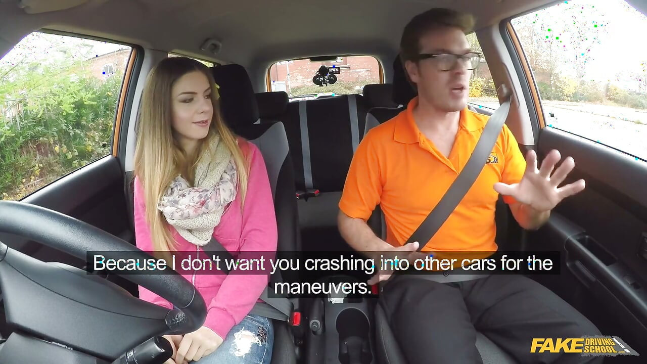 Fake Driving College - Italian Student Stella Cox Seduces Instructor for a Fast Hardcore Driving Pass