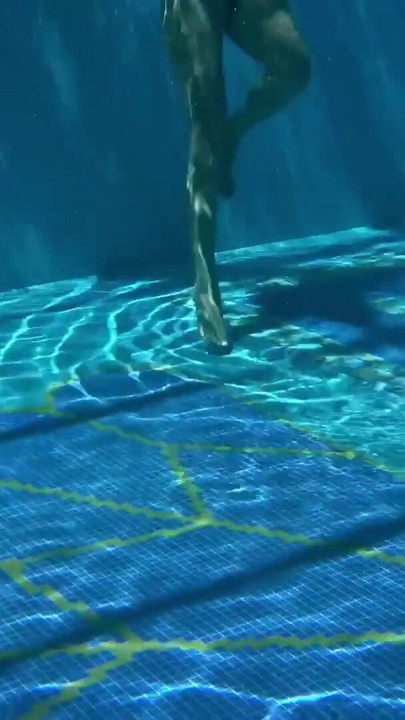 Very fit babe Mary Kalisy swims freely nude | Clip 1