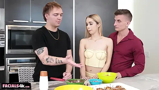 Cum Slut Invites Two Cocks To Taste Her Cookie And Glaze Her Face