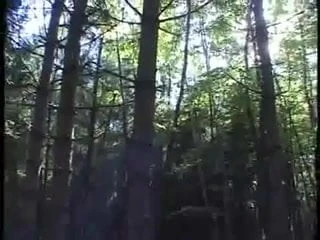 French girl with 2 men in forest