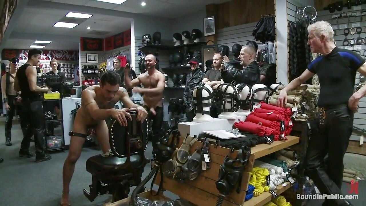 Ripped Boy Gets His Hole Shocked and Filled at Mr. S Leather Store.