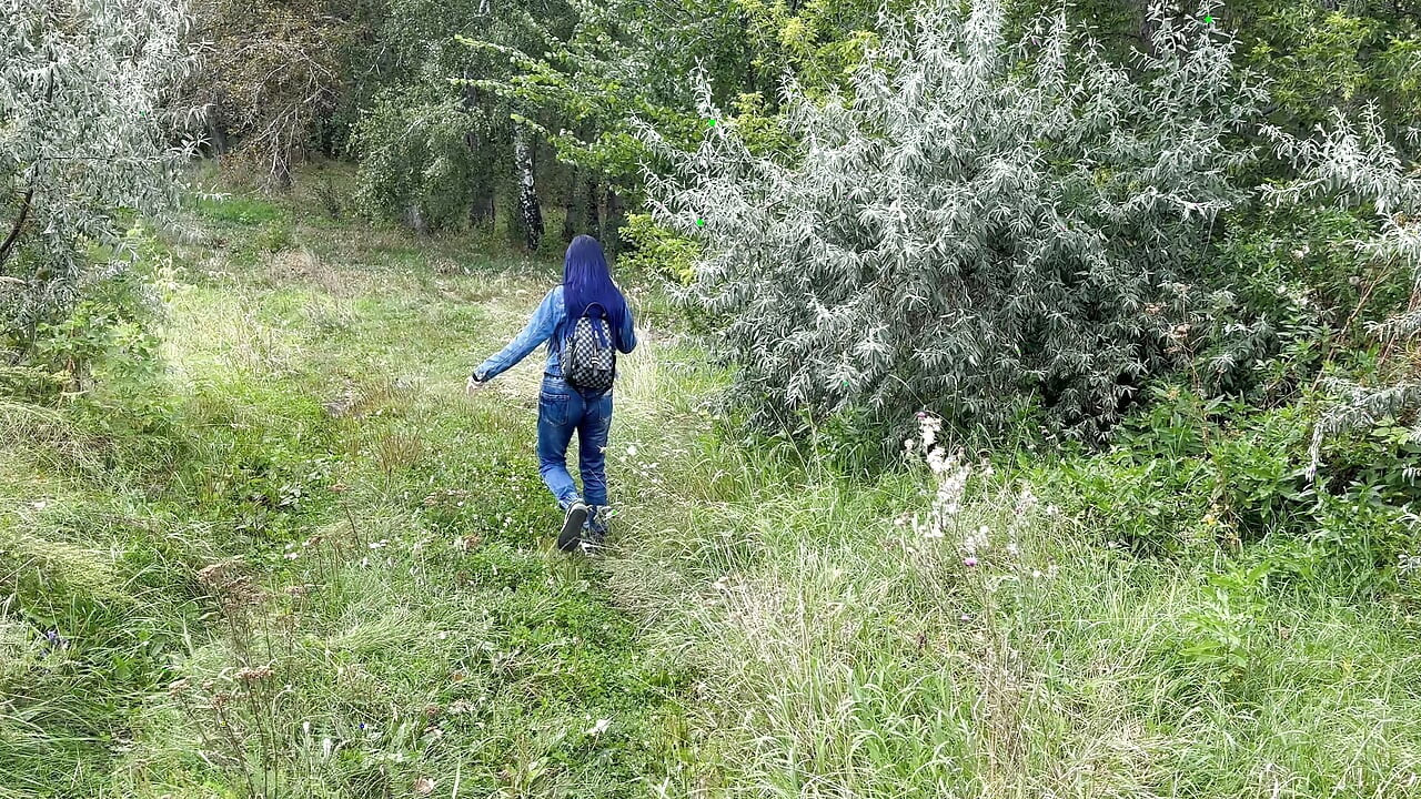 Public Sex with a Hot Stranger in Forest, Slut Showed Big Perfect Tits, Creampie