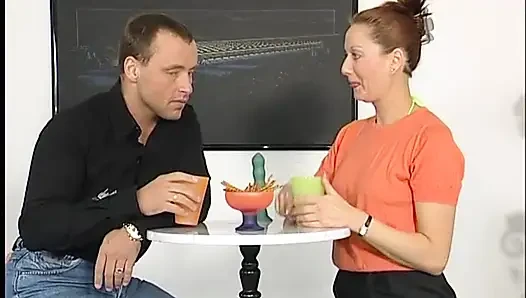 Cute milf toys her pussy at casting