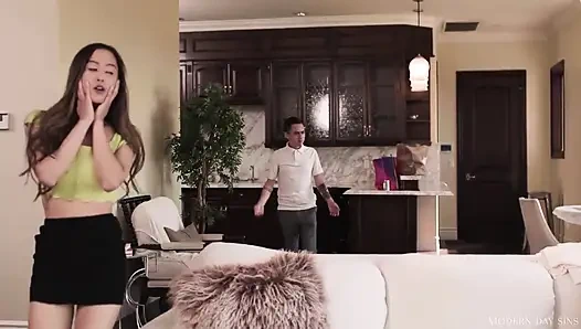 Modern zamanların günahları - azgın genç kız komşus un büyük yarağını gırtlağına kadar alıyor ve sikiyor