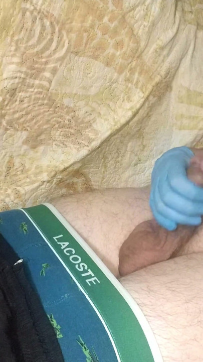 Kitchen Prep Gone Wrong - Solo Male Jerks off in Blue Glove