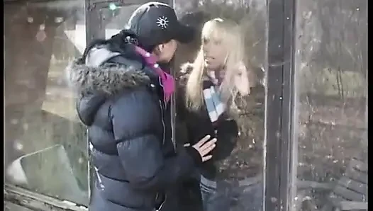 Blonde, Shy and Exposed by Nasty Girlfriend to Two Studs