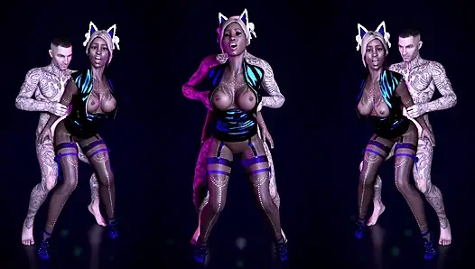 Hot Mulatto Babe Gets Fucked by Big White Cock at Nightclub