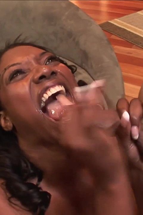 Big Ass Ebony Babe Gets Covered All Over Her Face by A Hot Load