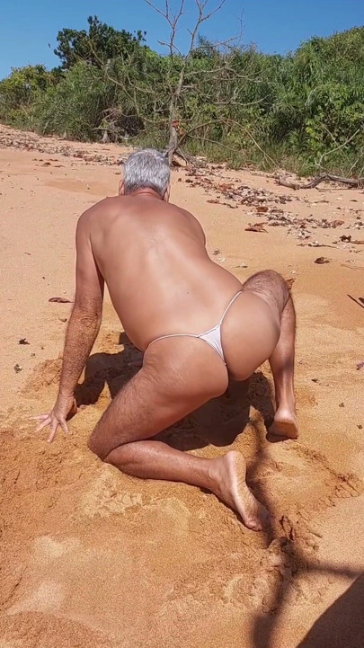 Ladysilva crossdress what a hot slut in panties on the beach | Clip 2