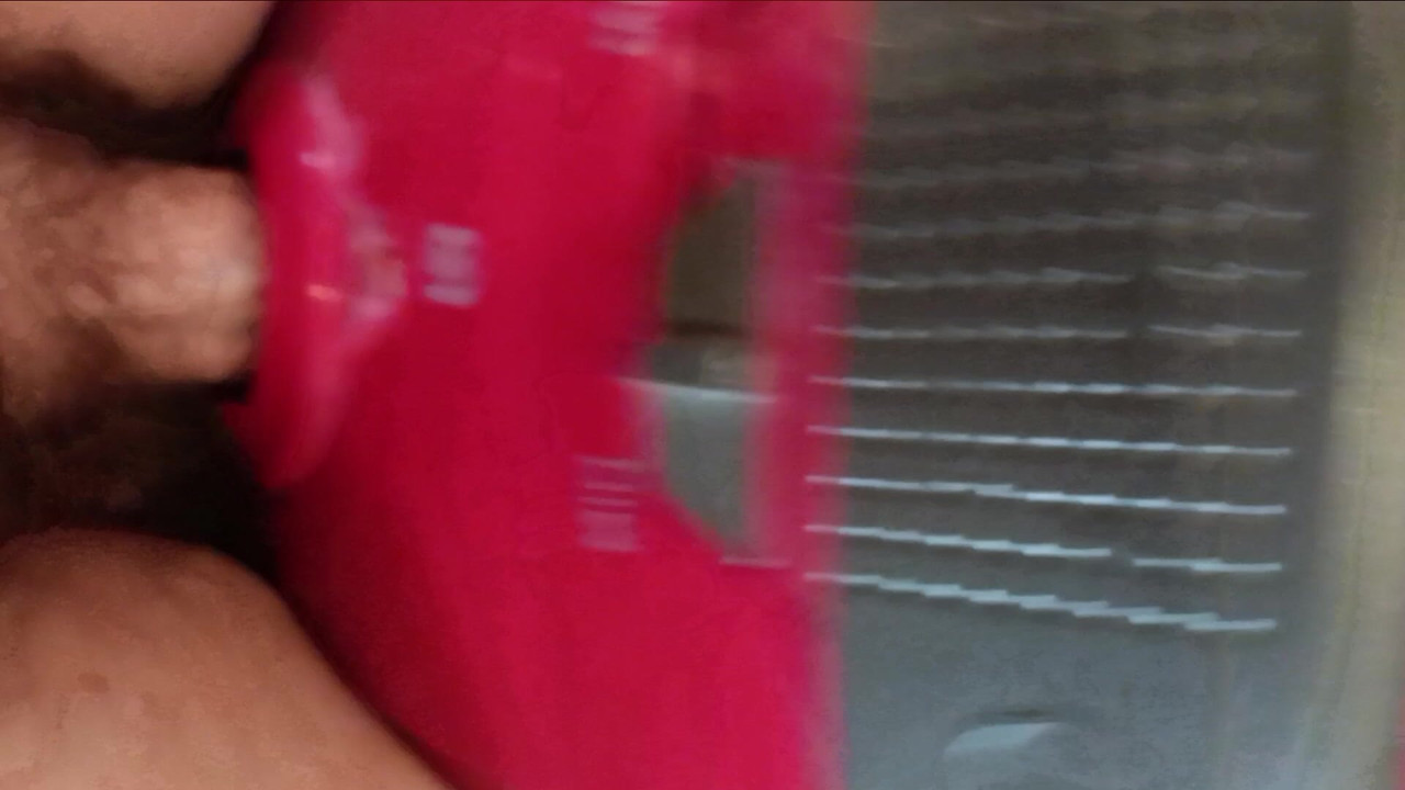 The lope bangs her vacuum cleaner