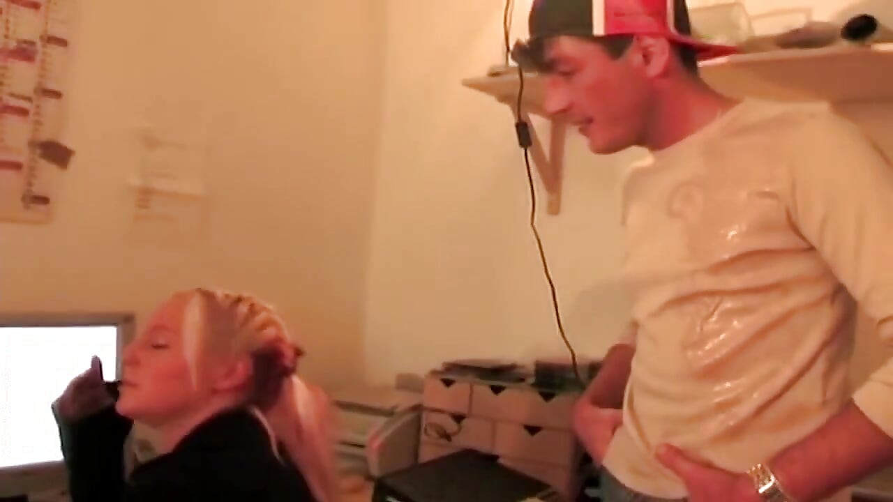 Ahegao Blonde Licking Throbbing Cock Dripping Spit