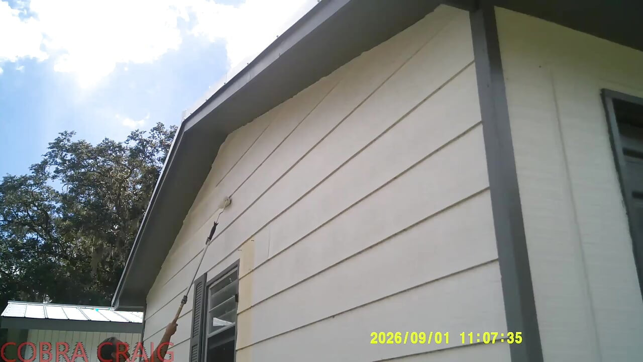 9-1-2026 COBRA CRAIG PAINTS IN HIS TINY RED SHORTS. 64YO. IN THE HEAT AND HUMIDITY.  ROCKS IT
