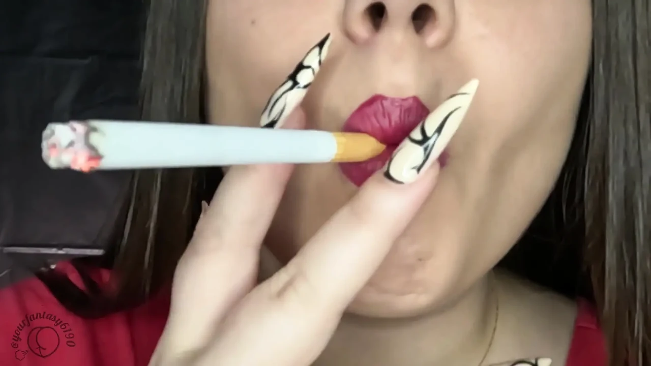 Red Lipstick Smoking Big Puffy Cigarettes