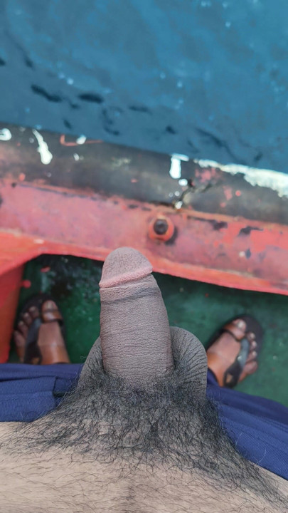 Peeing in the sea.
