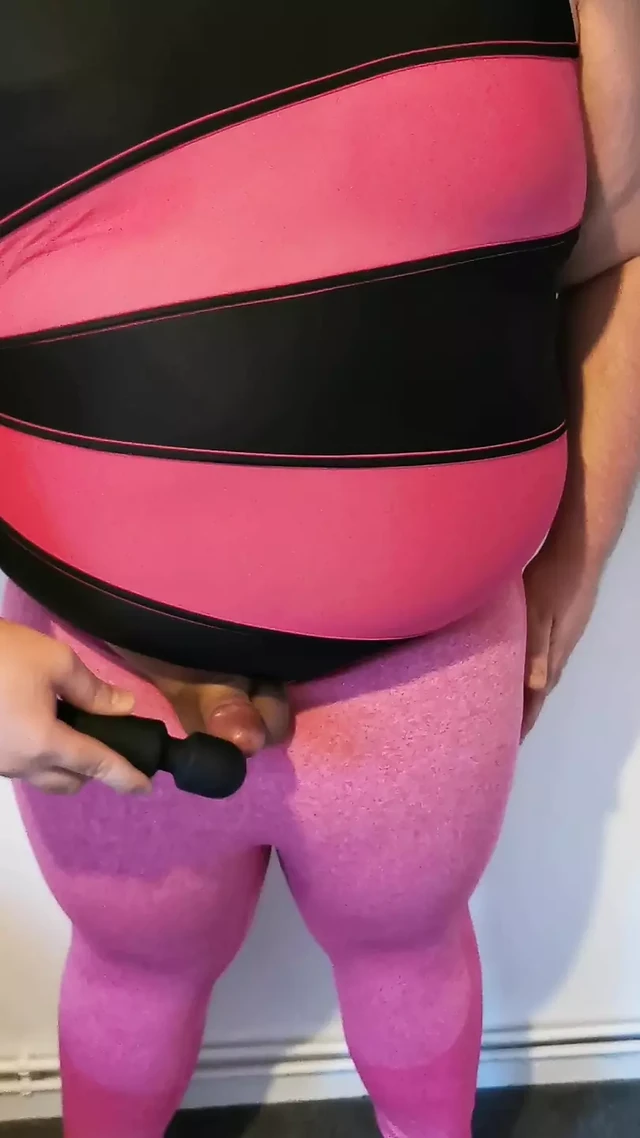 -Viewer request- Fat guy lets his little cock cum on me in my swimsuit and leggings.