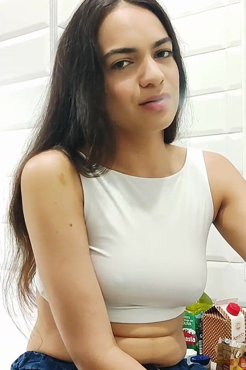 Smoking Girl Fetish in the Kitchen Eye Contact Brunette