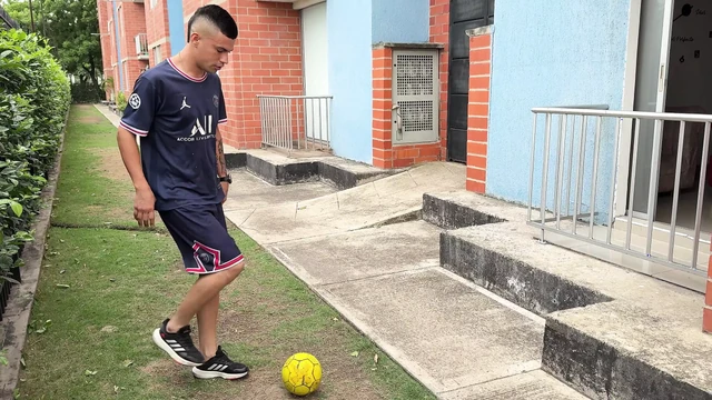 My neighbor's pervert plays soccer his ball falls in and we end up fucking.