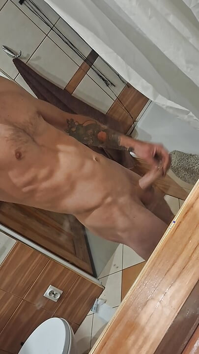 Walks at home with my monster cock