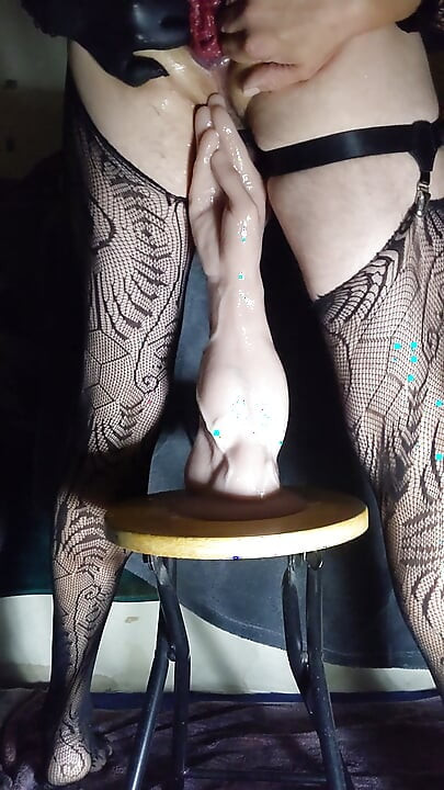 Anal destruction, fisting and foot dildo .Spreading my rose